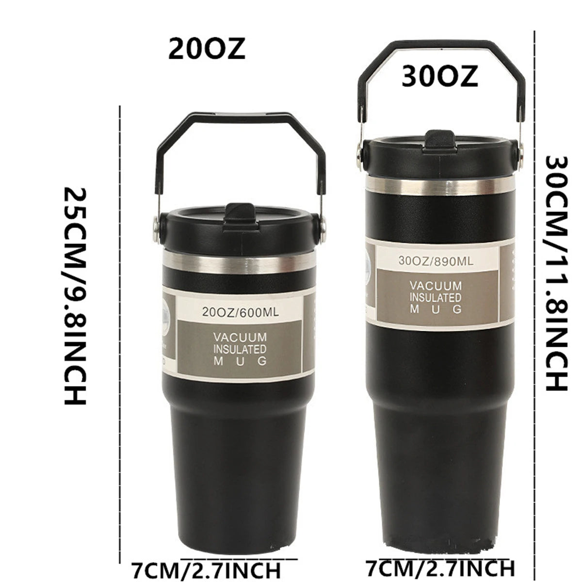 Borraccia Termica in Acciaio con Manico e Coperchio – 600/900 ml