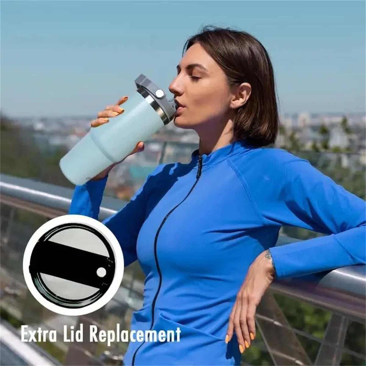 Borraccia Termica in Acciaio con Manico e Coperchio – 600/900 ml
