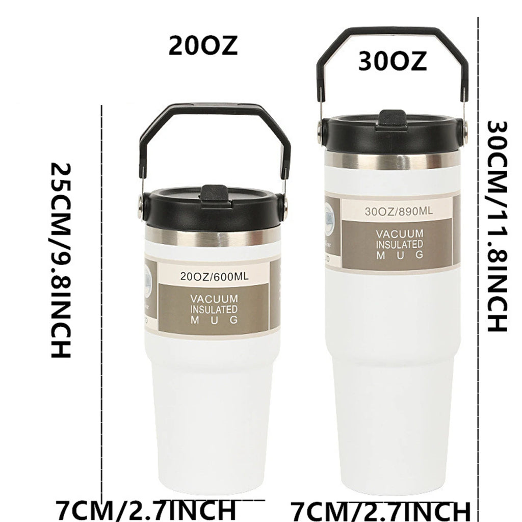Borraccia Termica in Acciaio con Manico e Coperchio – 600/900 ml